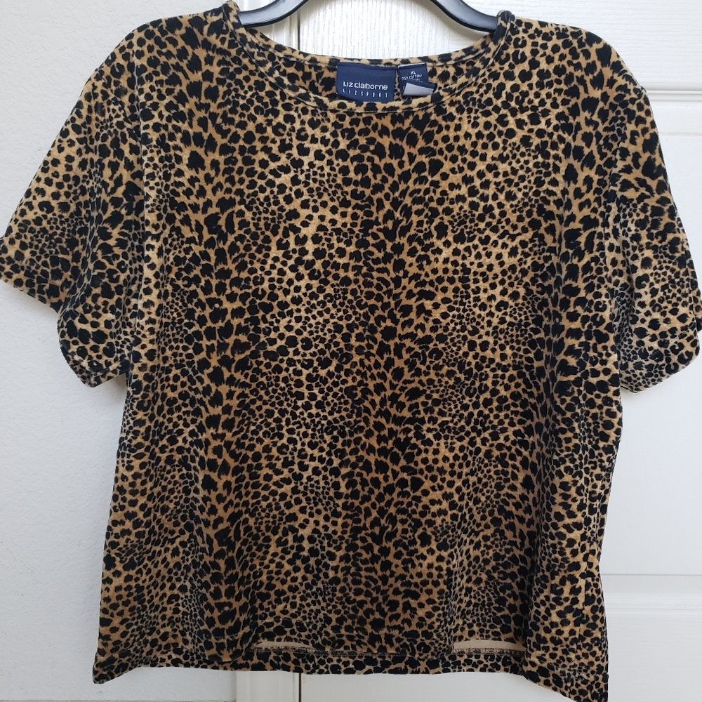 Liz Claiborne LizSport Cheetah Velvet top